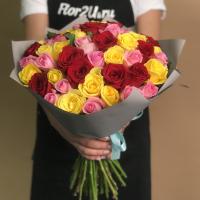 Букет из роз яркий микс 55 шт. (40 см)