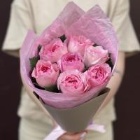 Букет из 7 розовых пионовидных роз