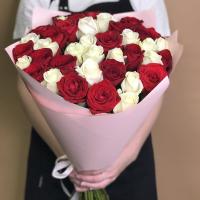 Букет из красных и белых роз 41 шт. (70 см)