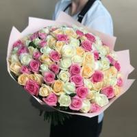 Букет из роз нежный микс 101 шт. (40 см)