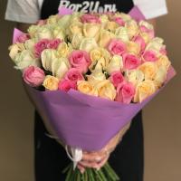 Букет из роз нежный микс 75 шт. (60 см)